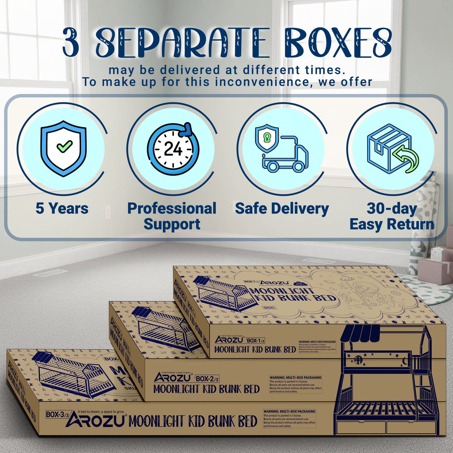 Moonlight Kid Bunk Bed - Stylish and Space-Saving Bunk Bed for Kids