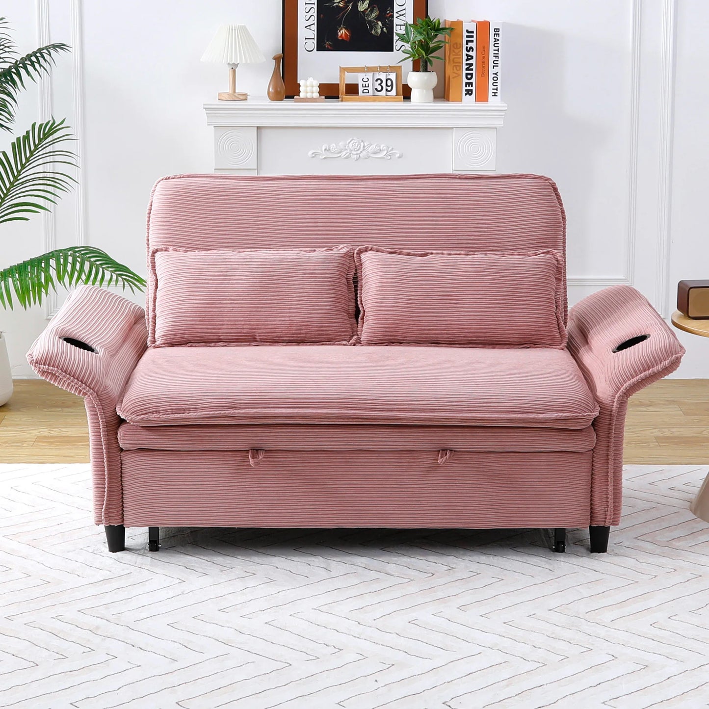 The Étoile Striped Convertible Sofa Bed — 65.7” Modern Elegance With Adaptive Comfort