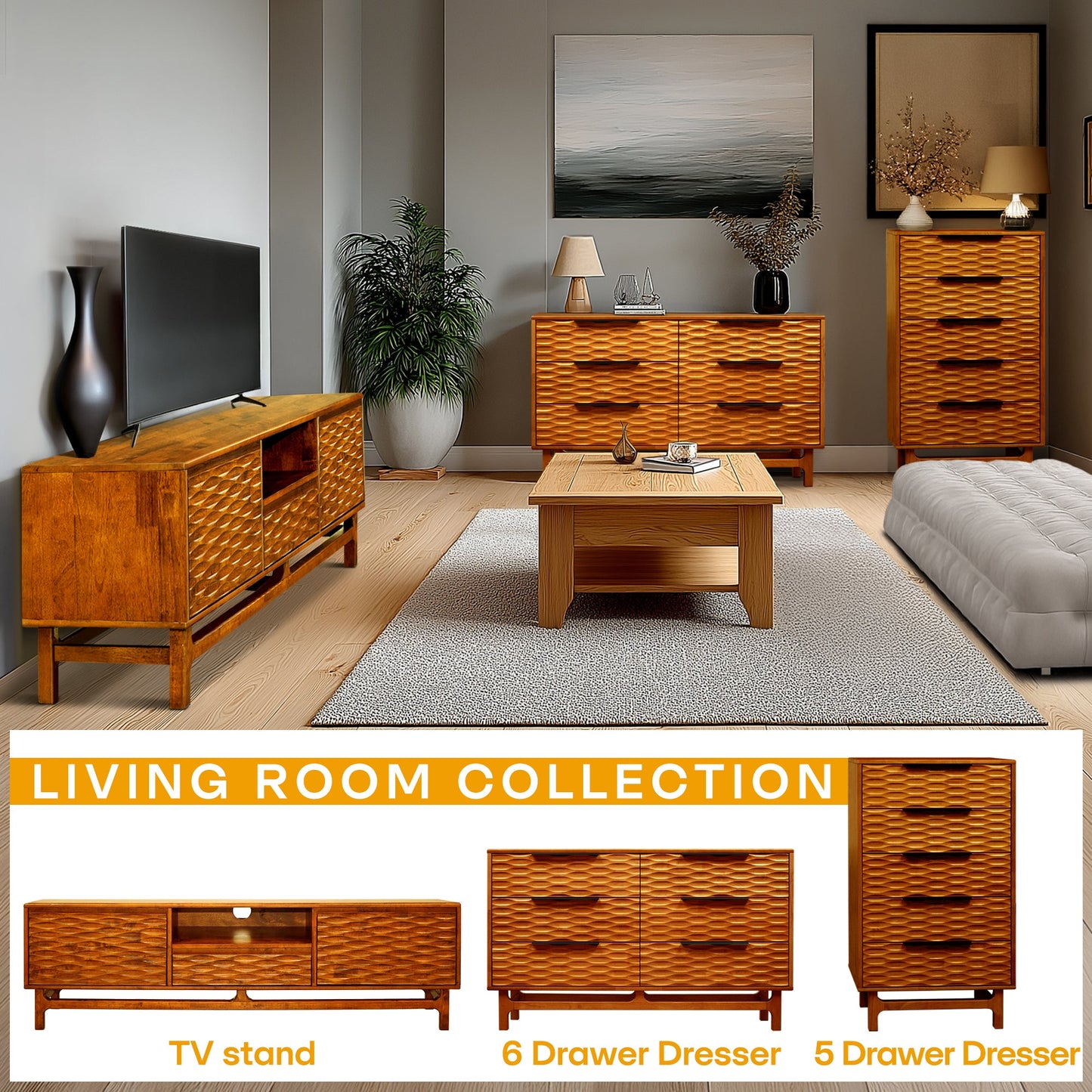 Acacia Elara Dresser with 6 Drawers for Stylish Storage Solutions