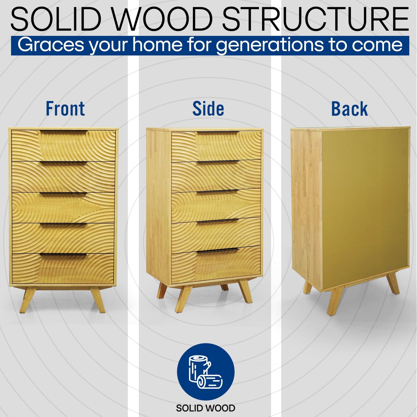 Acacia Harmony Dresser with 5 Drawers for Stylish Storage Solutions