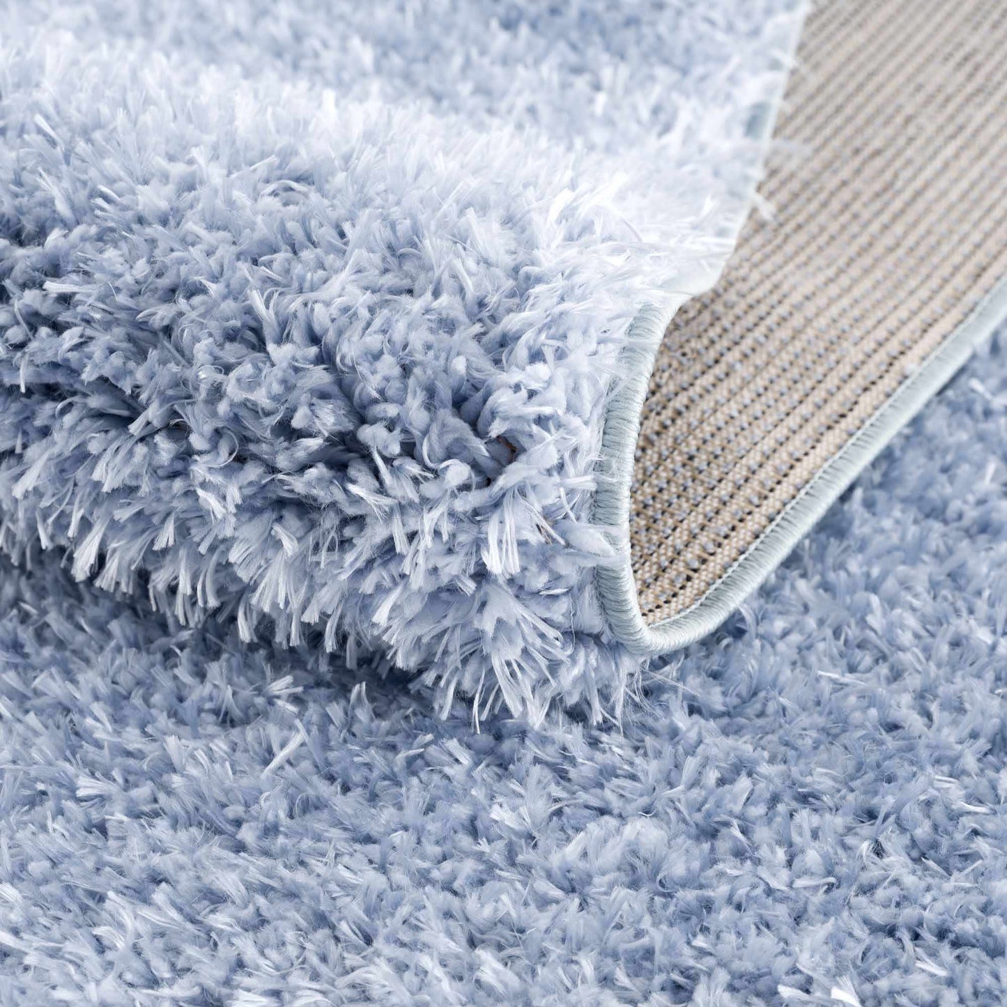 Faina Solid Aqua Shag Washable Area Rug - Clearance