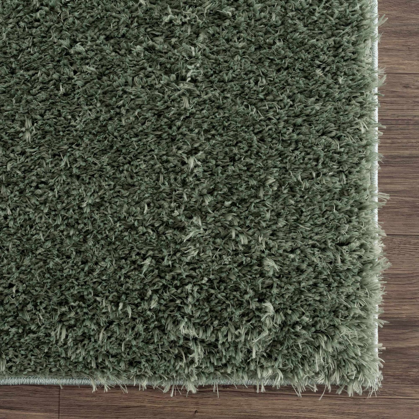 Faina Solid Green Shag Washable Area Rug - Clearance