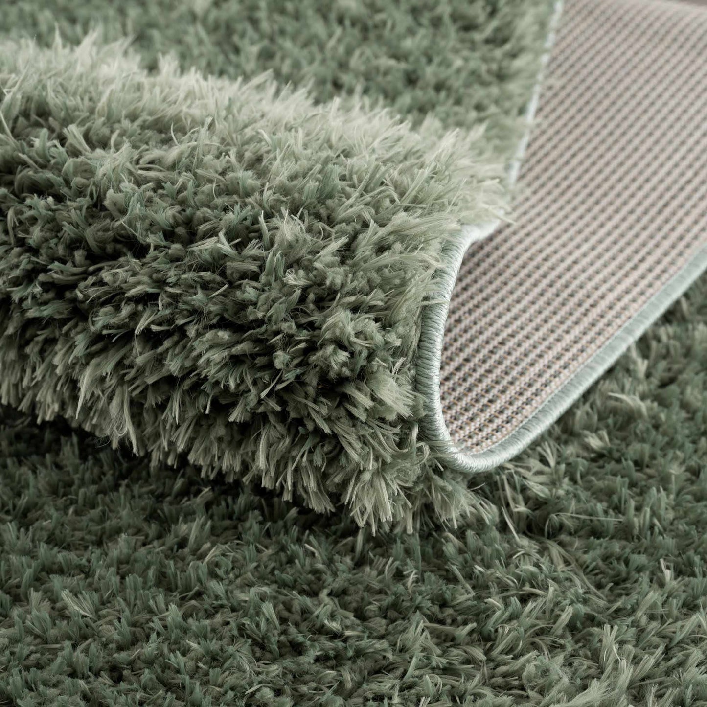 Faina Solid Green Shag Washable Area Rug - Clearance