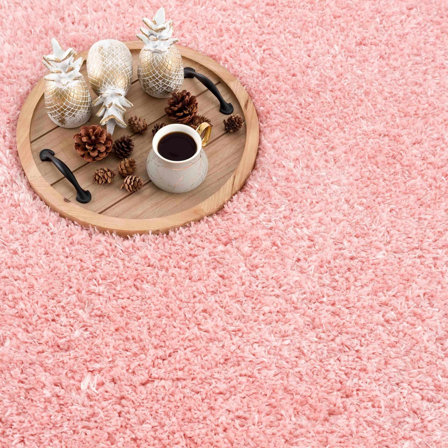 Faina Solid Pink Shag Washable Area Rug - Clearance