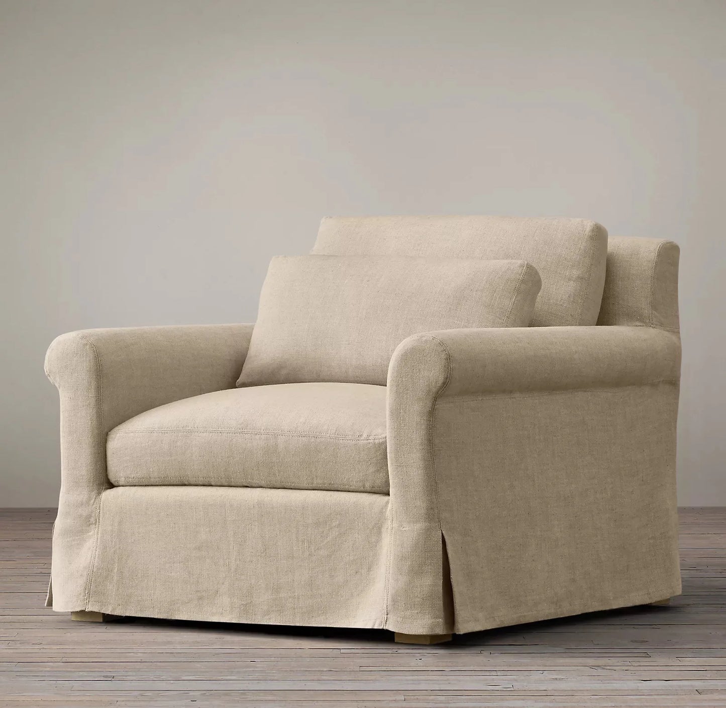 Domira Élan Vintage Linen Sofa – Fully Washable Art-Retro Cream Tufted Custom Corner Sofa (Single / Double / Triple)