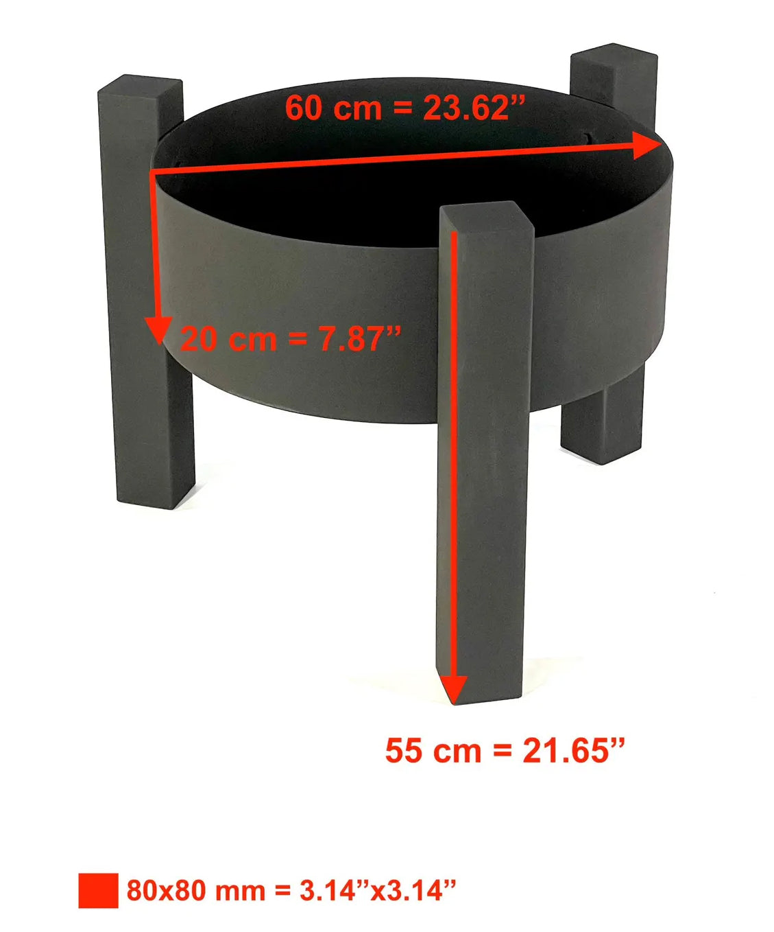 Heavy Duty Fire Pit Bowl with Modern Sturdy Steel Legs