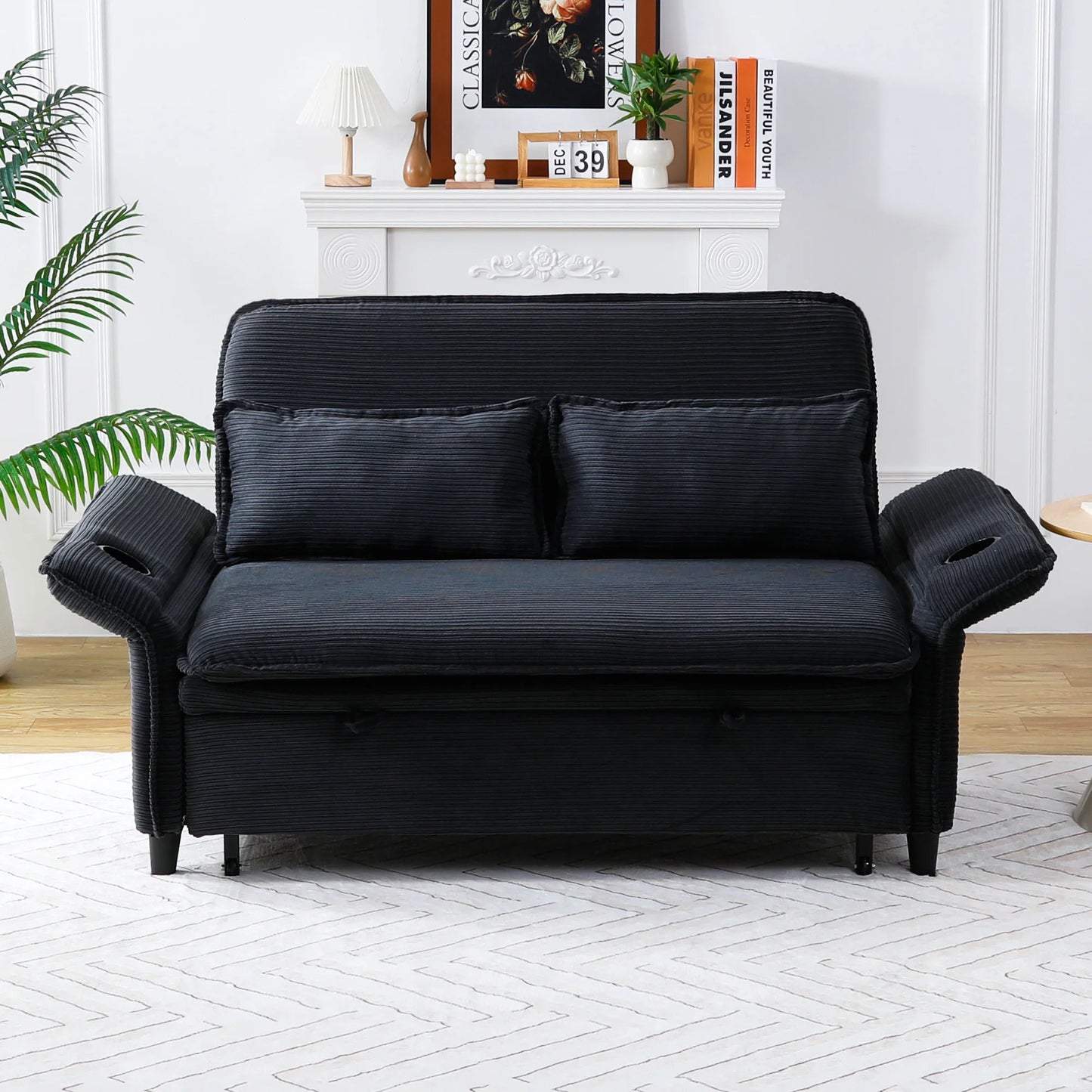 The Étoile Striped Convertible Sofa Bed — 65.7” Modern Elegance With Adaptive Comfort