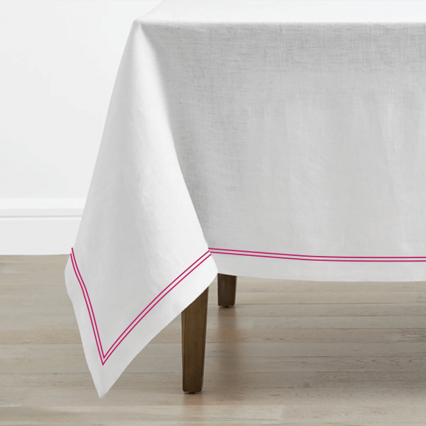 Double Embroidery Border Linen Table Cloth