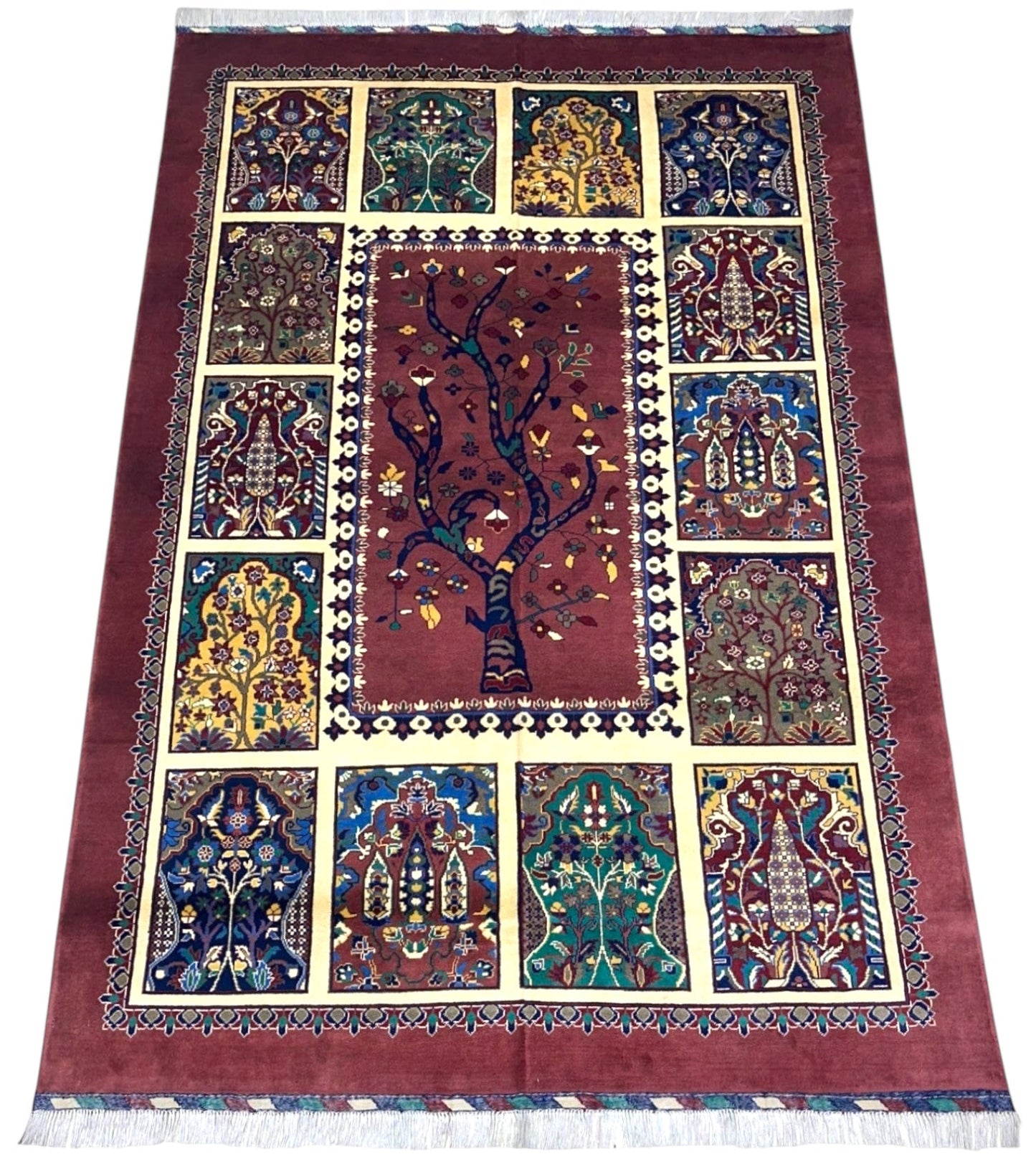 Hand-Knotted Afghani Tree of Life Wool Rug – 6’6″  x  9’6″