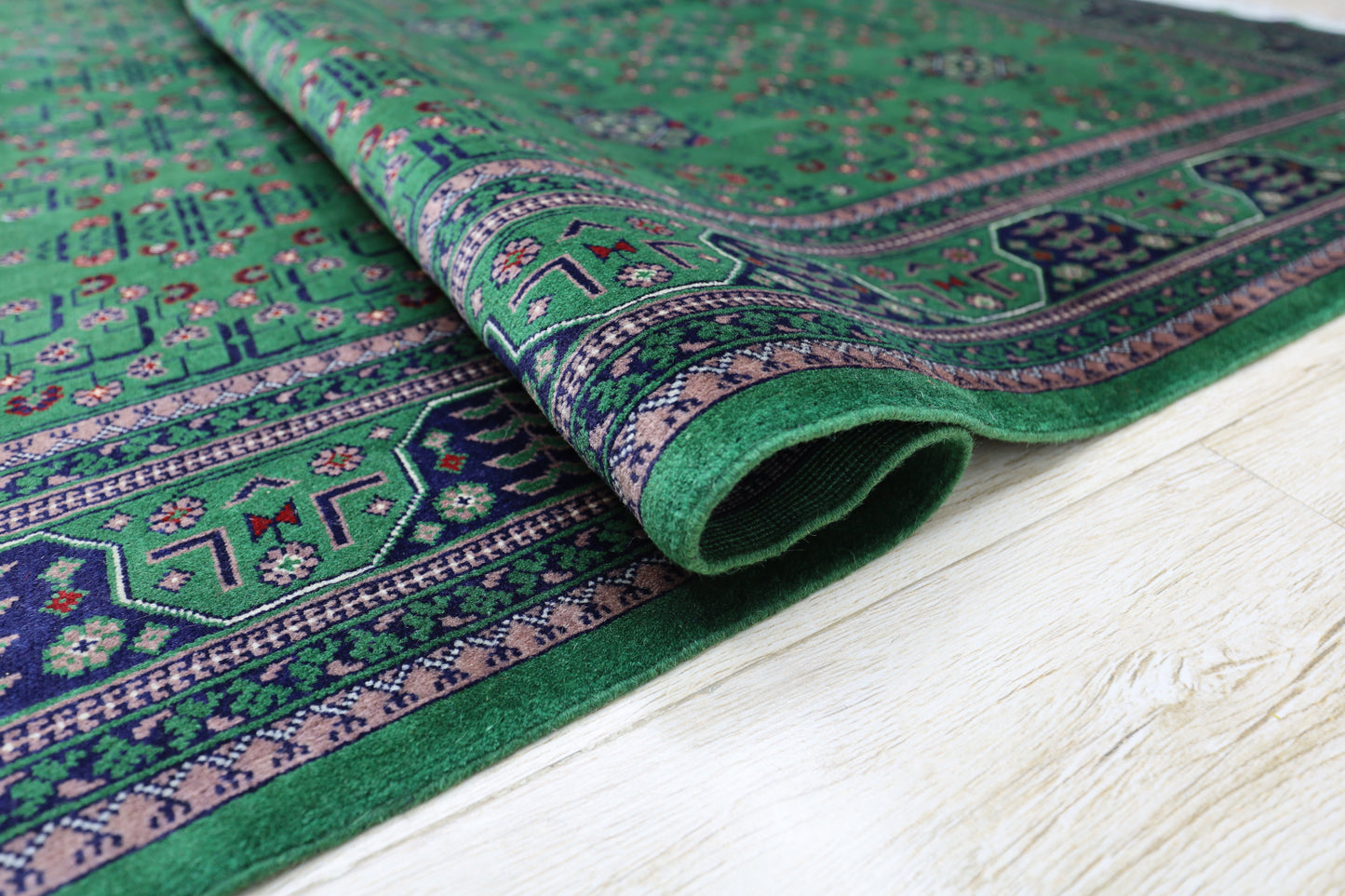 Hand-Knotted Afghani Bukharayi Wool Rug – 6’7″  x  9’9″