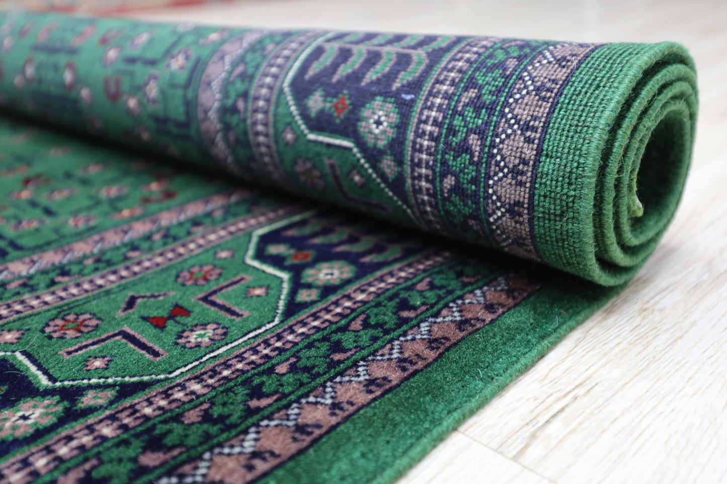 Hand-Knotted Afghani Bukharayi Wool Rug – 6’7″  x  9’9″