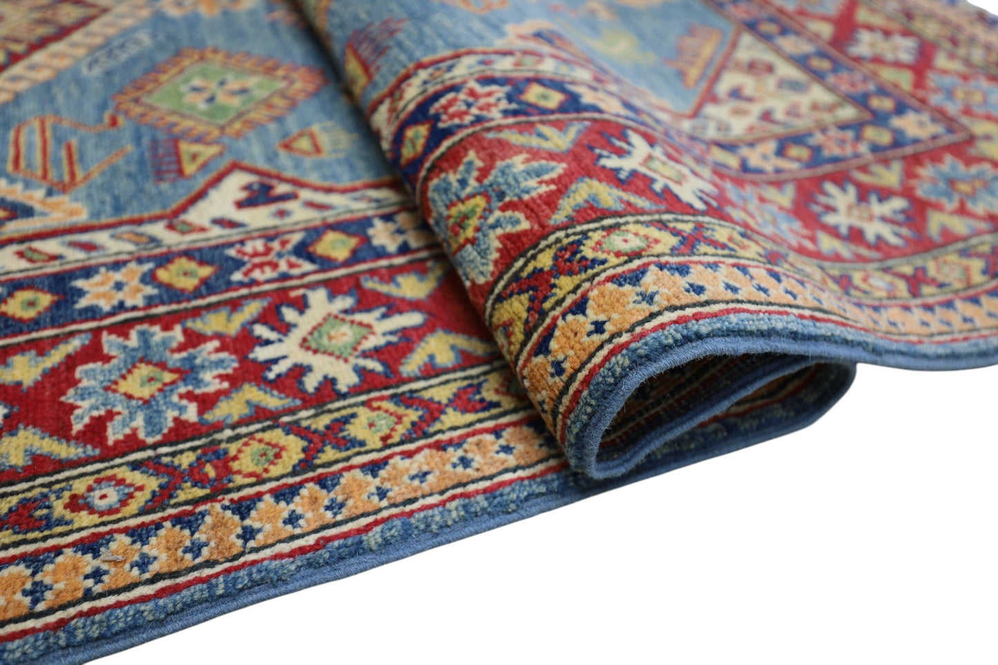 Hand-Knotted Afghani Kazak Wool Rug – 4’0″  x  6’1″