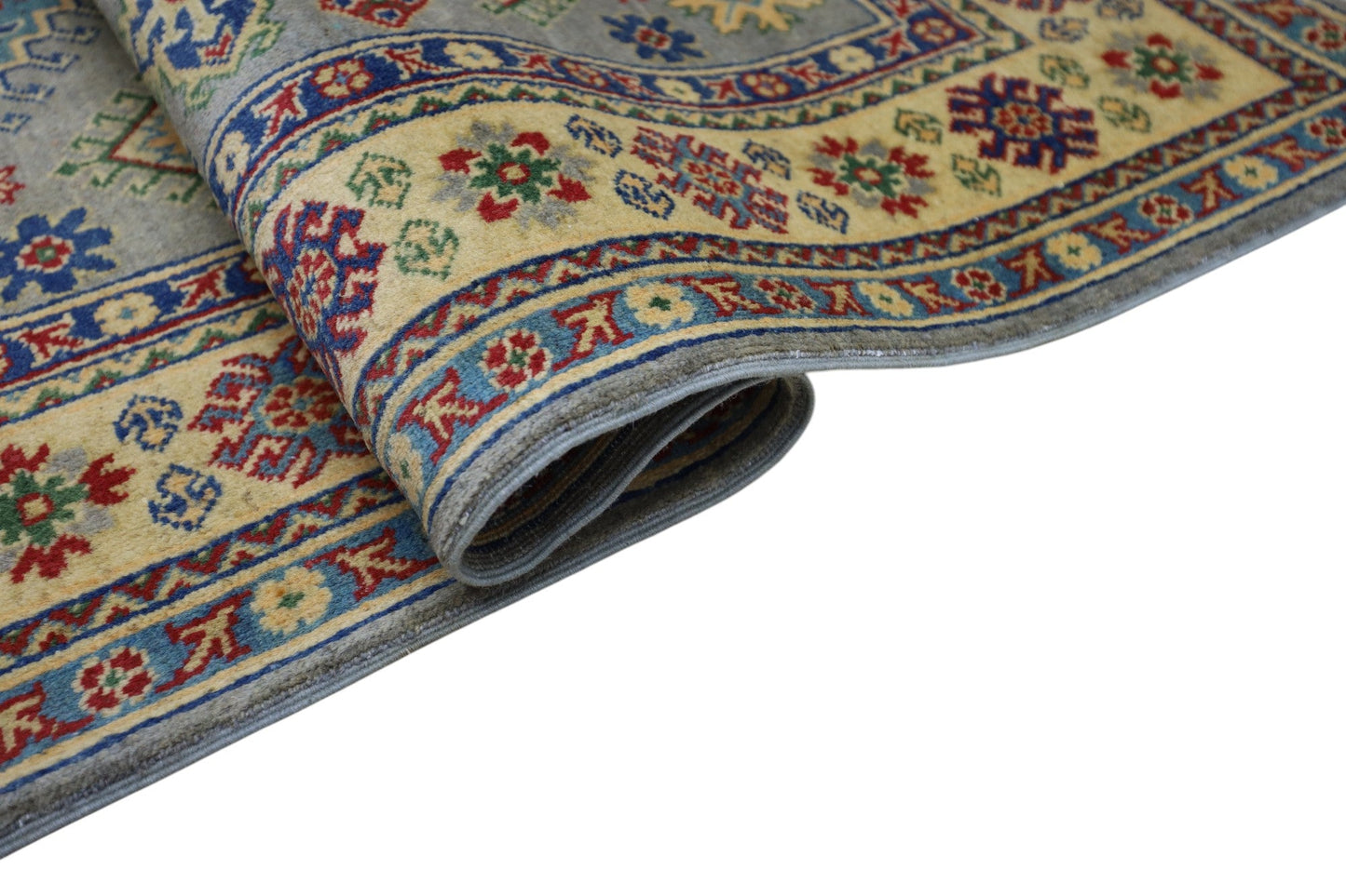 Hand-Knotted Afghani Kazak Wool Rug – 3’11″  x  5’6″