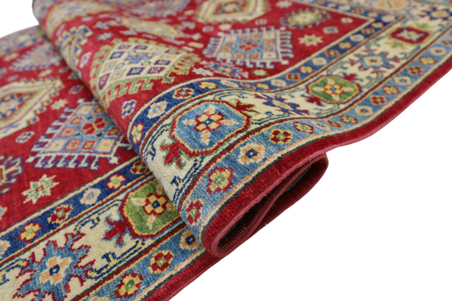 Hand-Knotted Afghani Kazak Wool Rug – 3’10″  x  6’0″