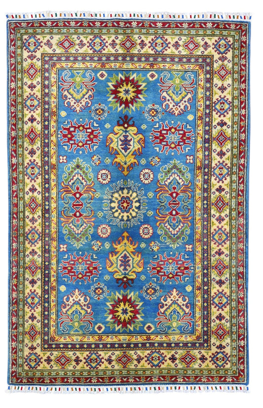 Hand-Knotted Afghani Kazak Wool Rug – 3’11″  x  6’0″