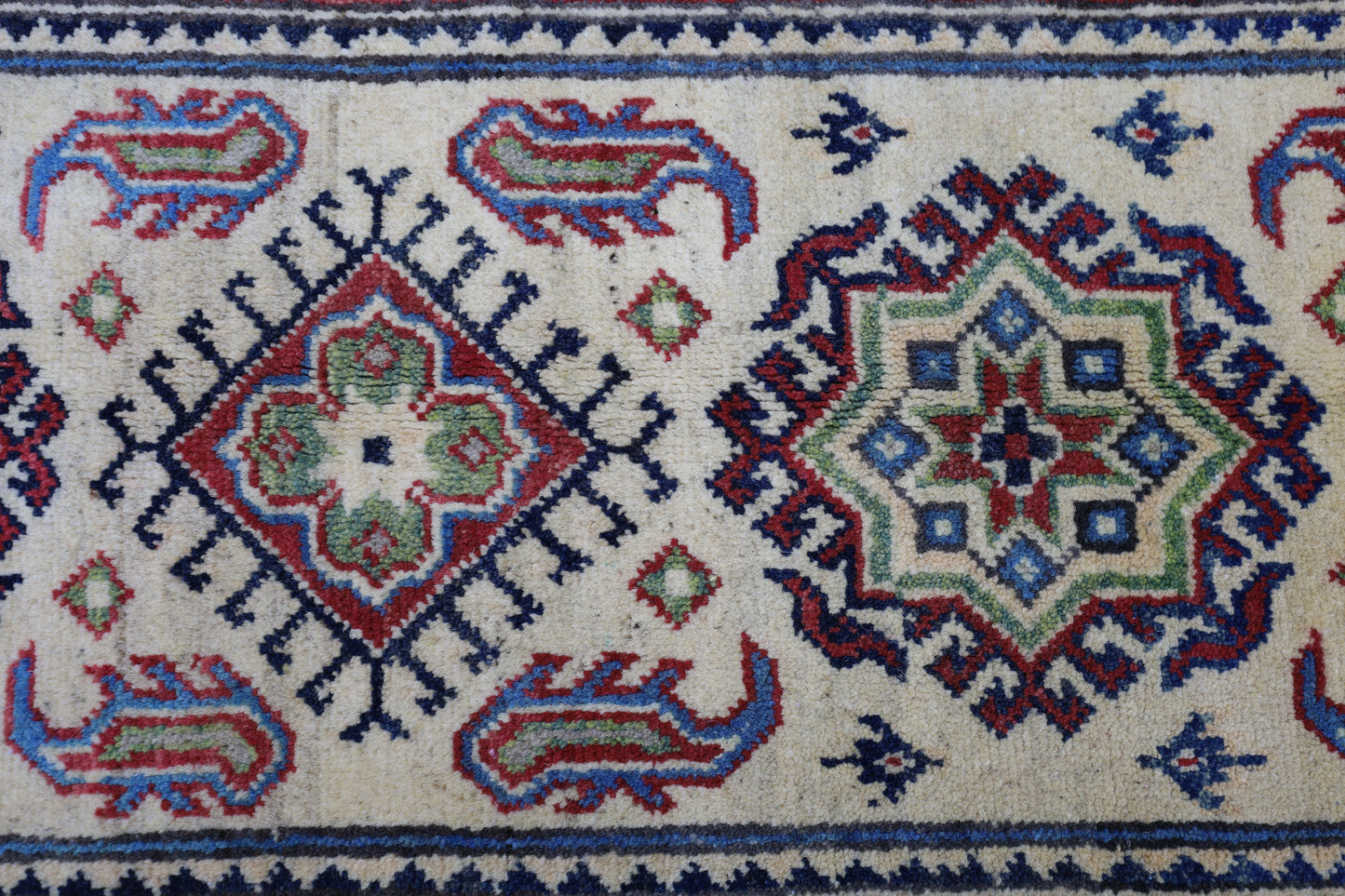Hand-Knotted Afghani Kazak Wool Rug – 2’0″  x  6’2″