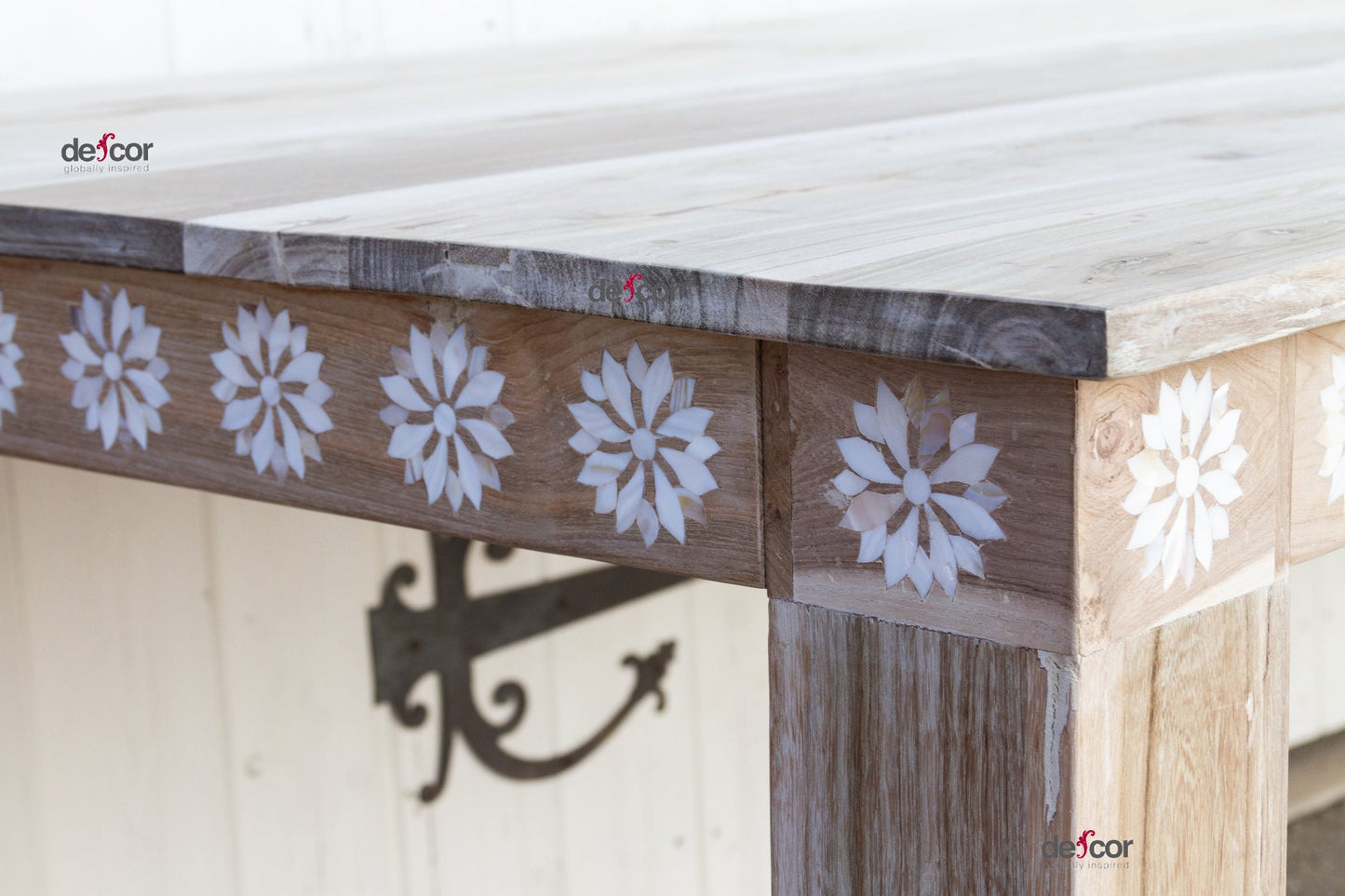 Very Large Blossom Inlaid Dining Table