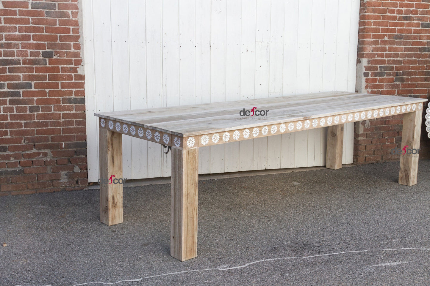 Very Large Blossom Inlaid Dining Table