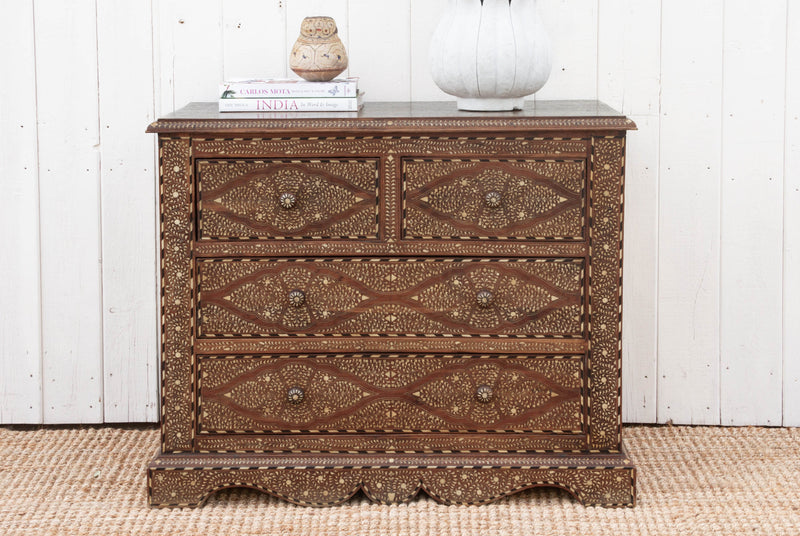Antique Anglo Indian Scalloped Chest of Drawers