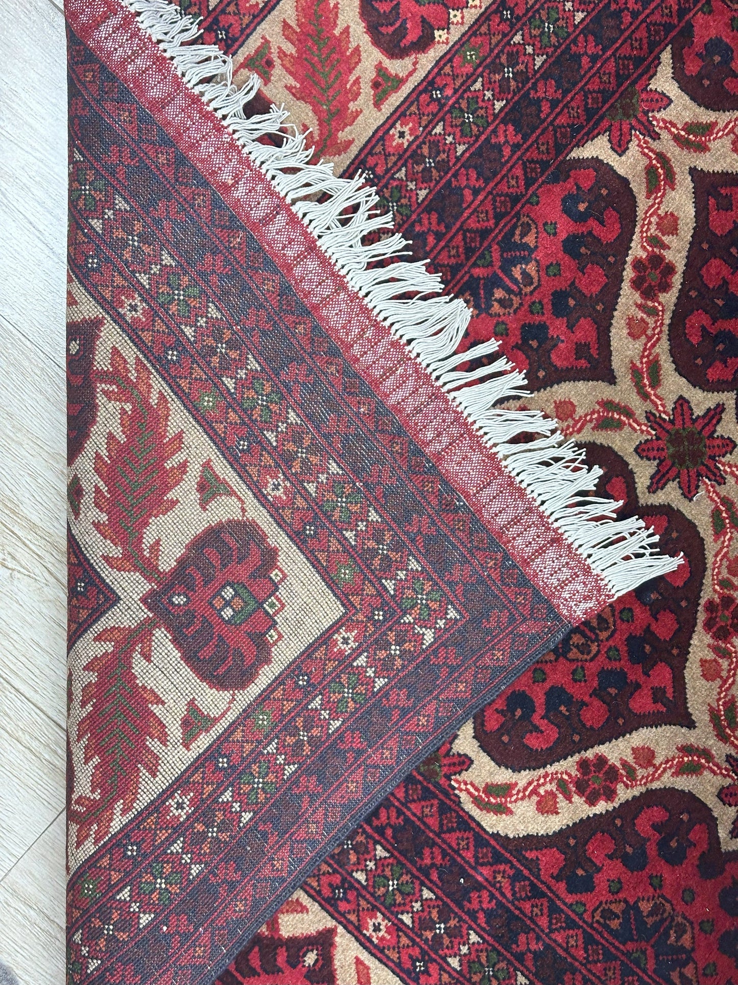 Hand-Knotted Afghani Heart Shape Wool Rug – 6’6″  x  9’5″