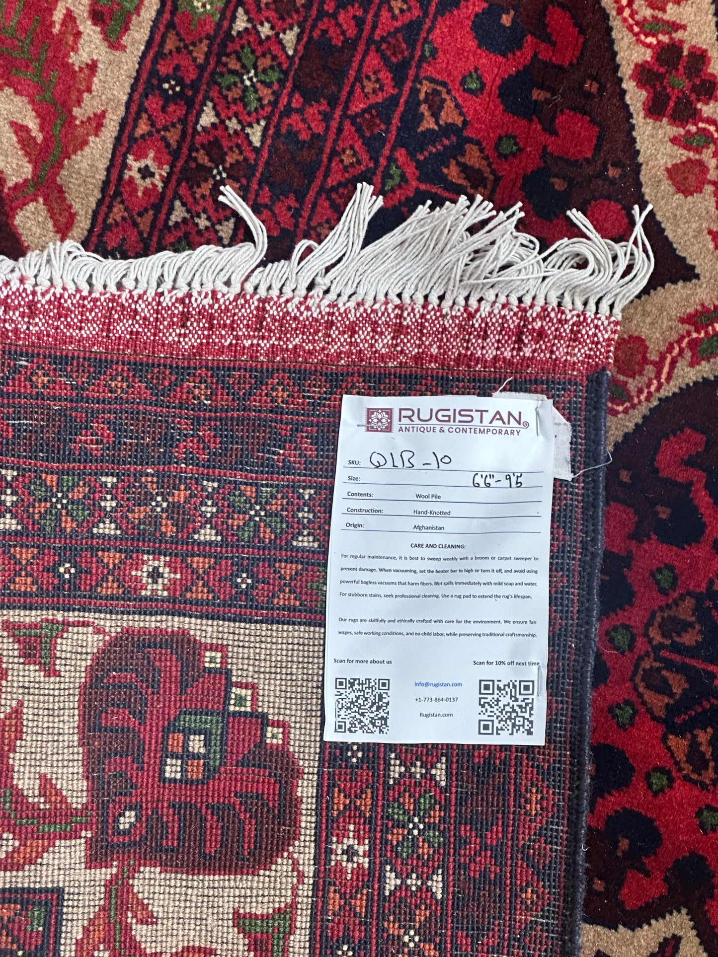 Hand-Knotted Afghani Heart Shape Wool Rug – 6’6″  x  9’5″