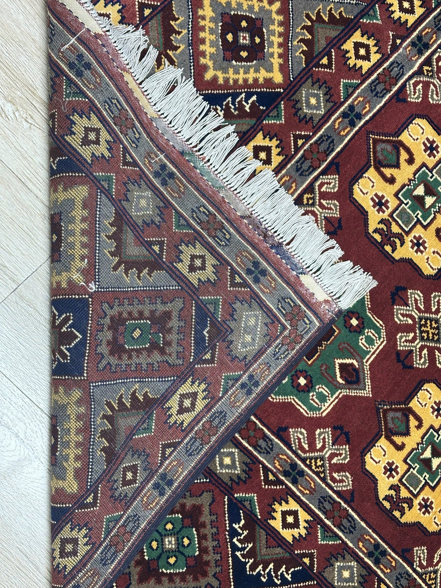 Hand-Knotted Afghani Turkmenistani Wool Rug – 6’5″  x  9’9″