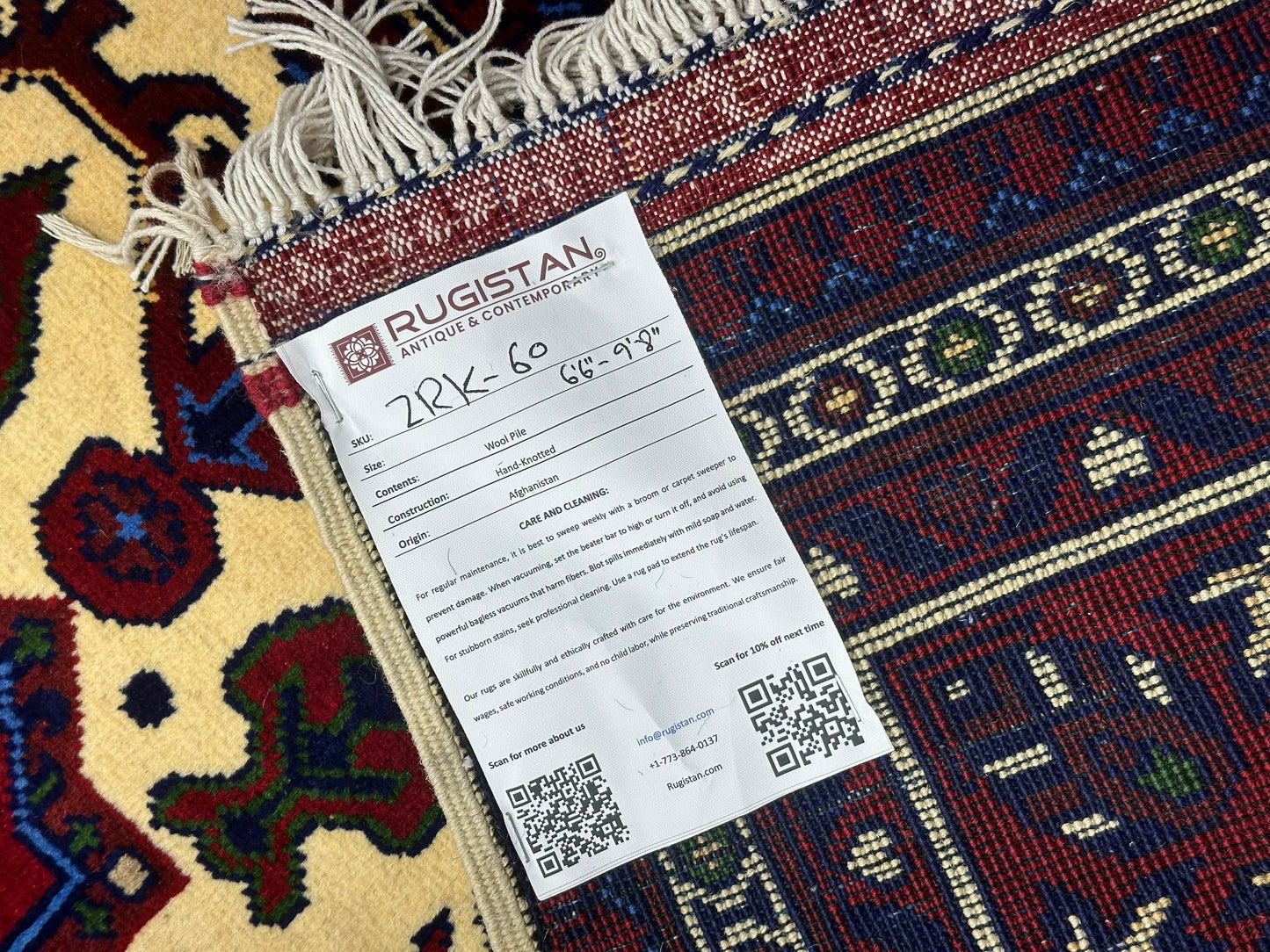 Hand-Knotted Afghani Zerkhaki Wool Rug – 6’6″  x  9’8″