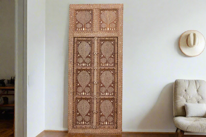 Antique Anglo-Indian Tree of Life & Bird Inlay Door