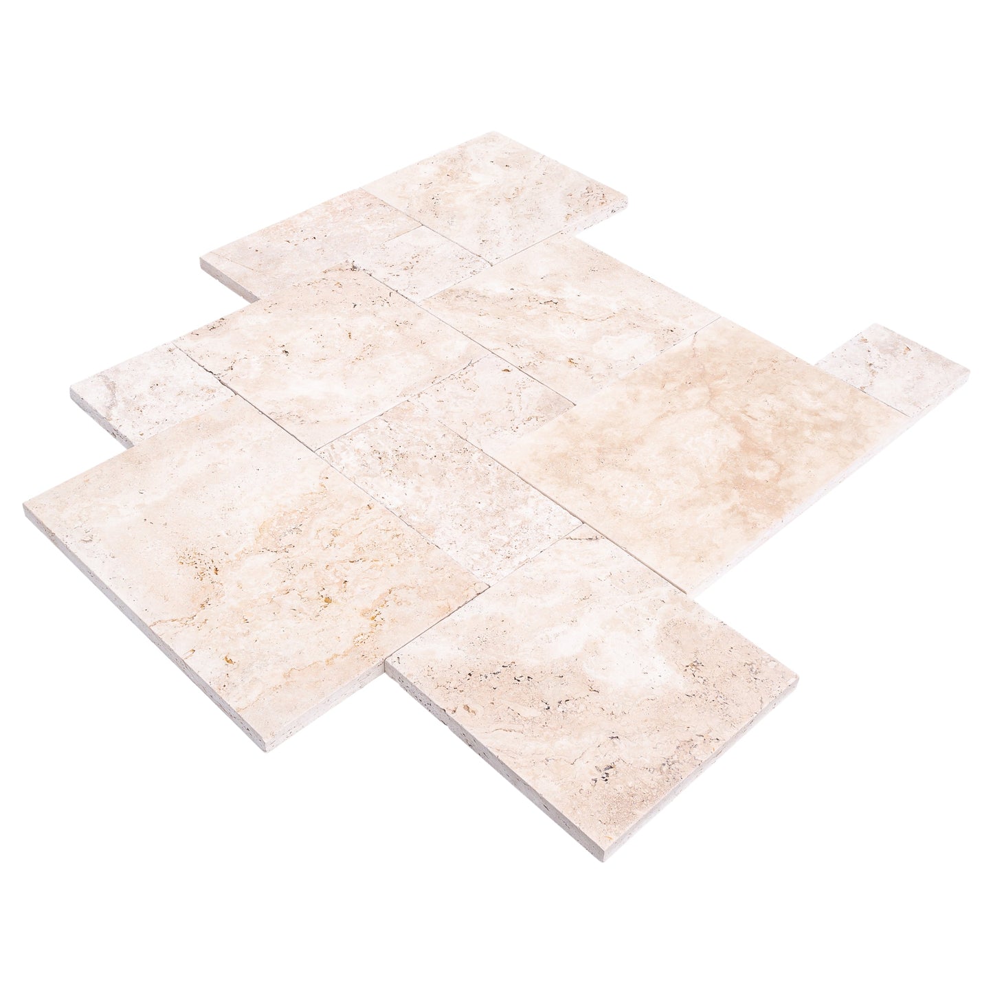 Light Antique Travertine Pattern Tumbled Pavers - Full Truckload