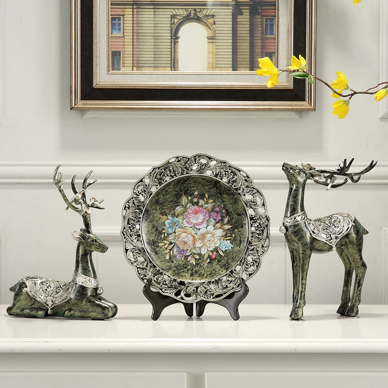 The Antler Heirloom – Handcrafted European Resin Deer Sculpture for TV Cabinet & Living Room Display