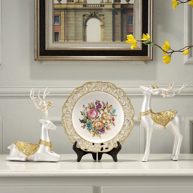 The Antler Heirloom – Handcrafted European Resin Deer Sculpture for TV Cabinet & Living Room Display