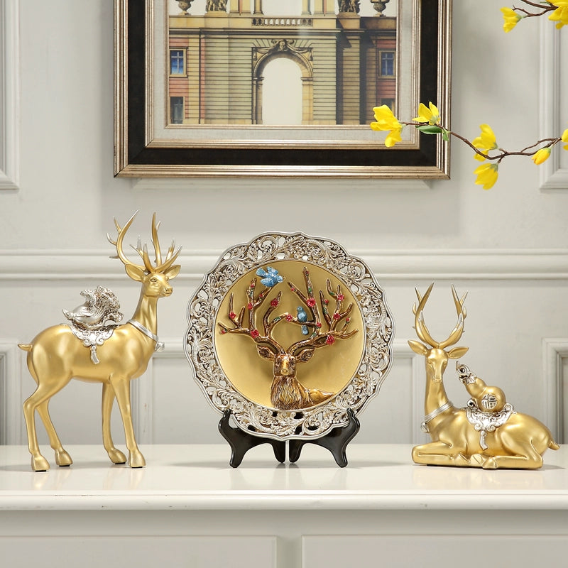 The Antler Heirloom – Handcrafted European Resin Deer Sculpture for TV Cabinet & Living Room Display