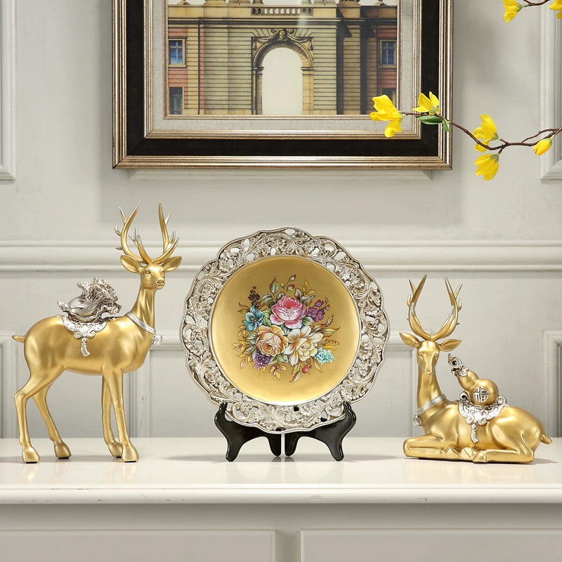 The Antler Heirloom – Handcrafted European Resin Deer Sculpture for TV Cabinet & Living Room Display