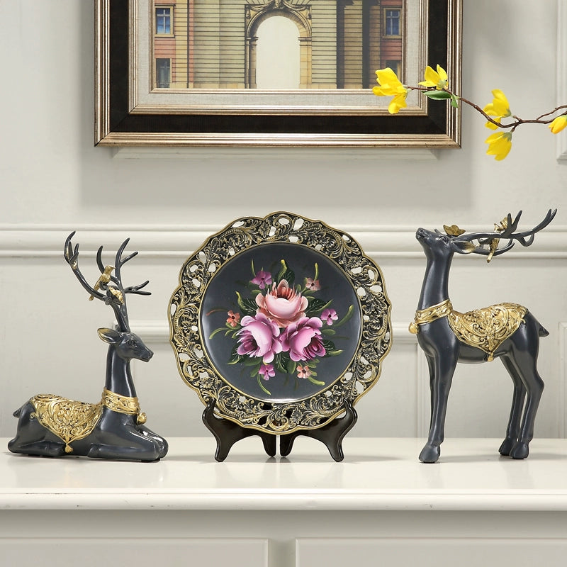 The Antler Heirloom – Handcrafted European Resin Deer Sculpture for TV Cabinet & Living Room Display