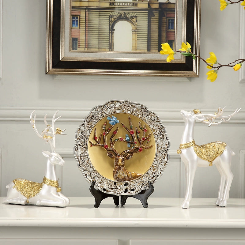 The Antler Heirloom – Handcrafted European Resin Deer Sculpture for TV Cabinet & Living Room Display