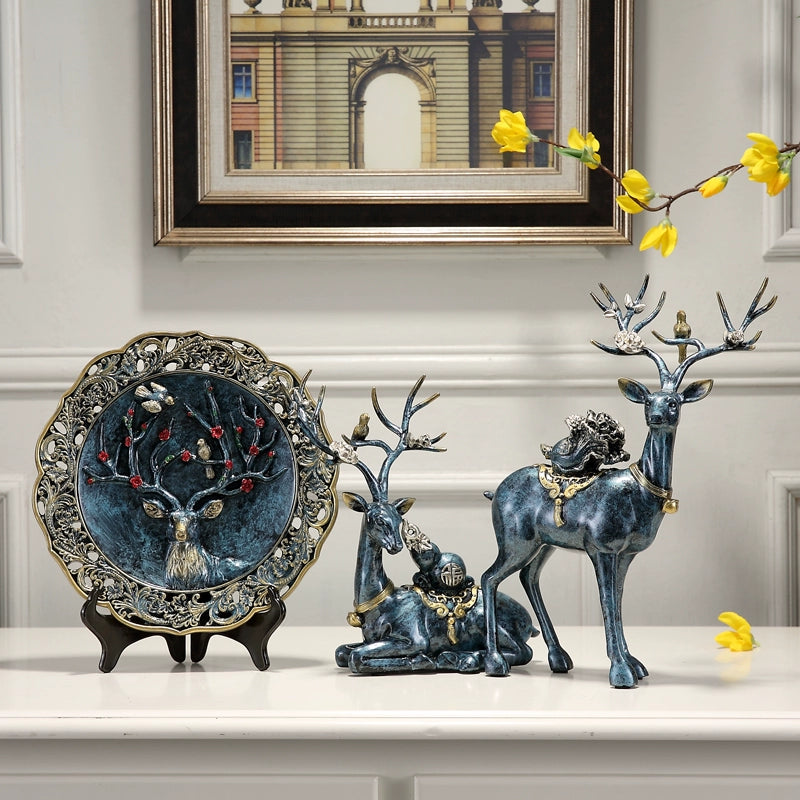 The Antler Heirloom – Handcrafted European Resin Deer Sculpture for TV Cabinet & Living Room Display