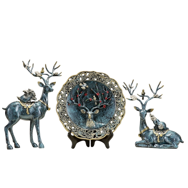 The Antler Heirloom – Handcrafted European Resin Deer Sculpture for TV Cabinet & Living Room Display