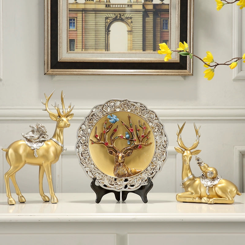 The Antler Heirloom – Handcrafted European Resin Deer Sculpture for TV Cabinet & Living Room Display