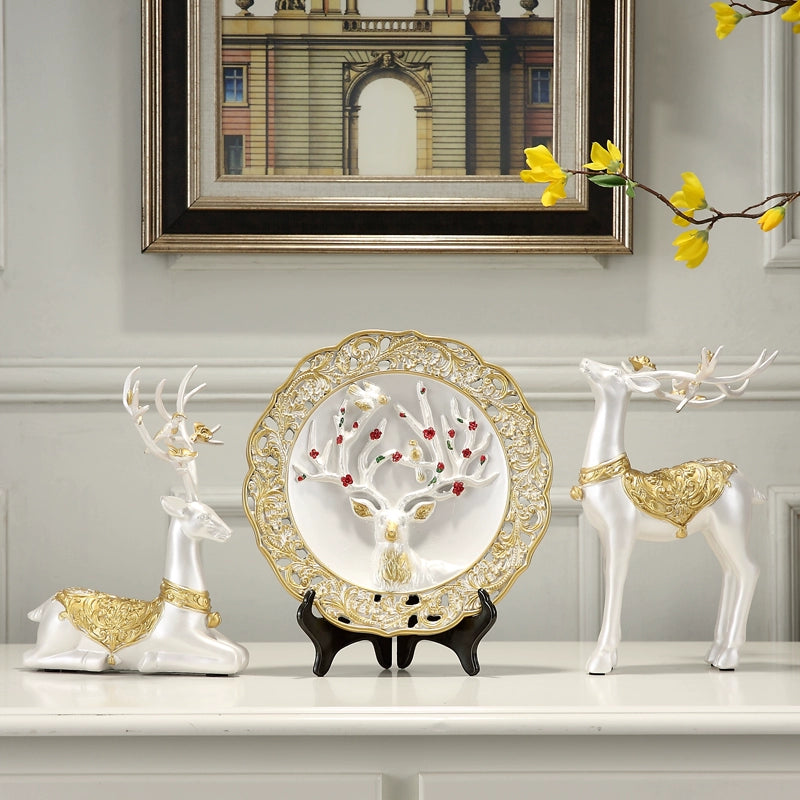 The Antler Heirloom – Handcrafted European Resin Deer Sculpture for TV Cabinet & Living Room Display
