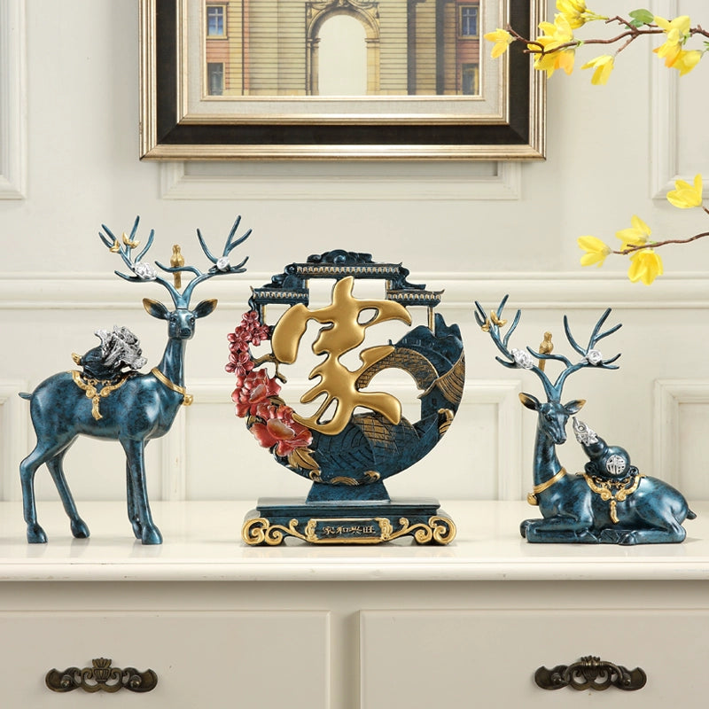 The Antler Heirloom – Handcrafted European Resin Deer Sculpture for TV Cabinet & Living Room Display