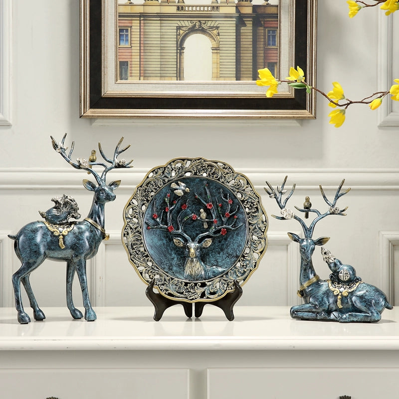 The Antler Heirloom – Handcrafted European Resin Deer Sculpture for TV Cabinet & Living Room Display