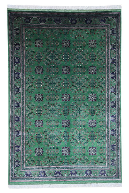 Hand-Knotted Afghani Bukharayi Wool Rug – 6’7″  x  9’9″