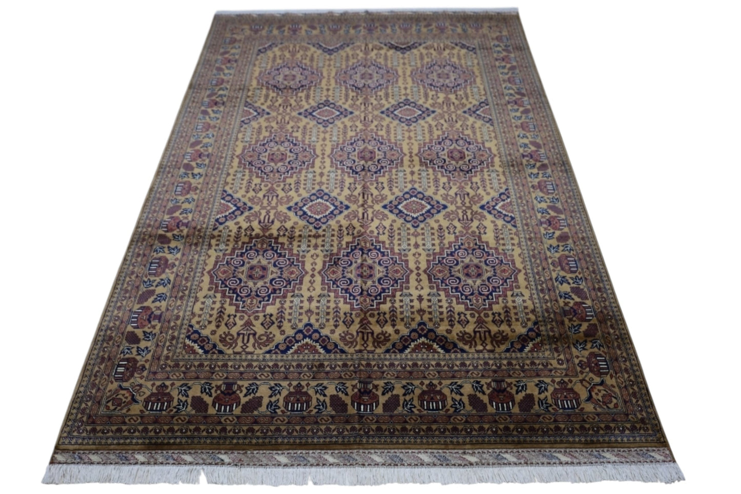 Hand-Knotted Afghani Zerkhaki Wool Rug – 6’7″  x  10’2″