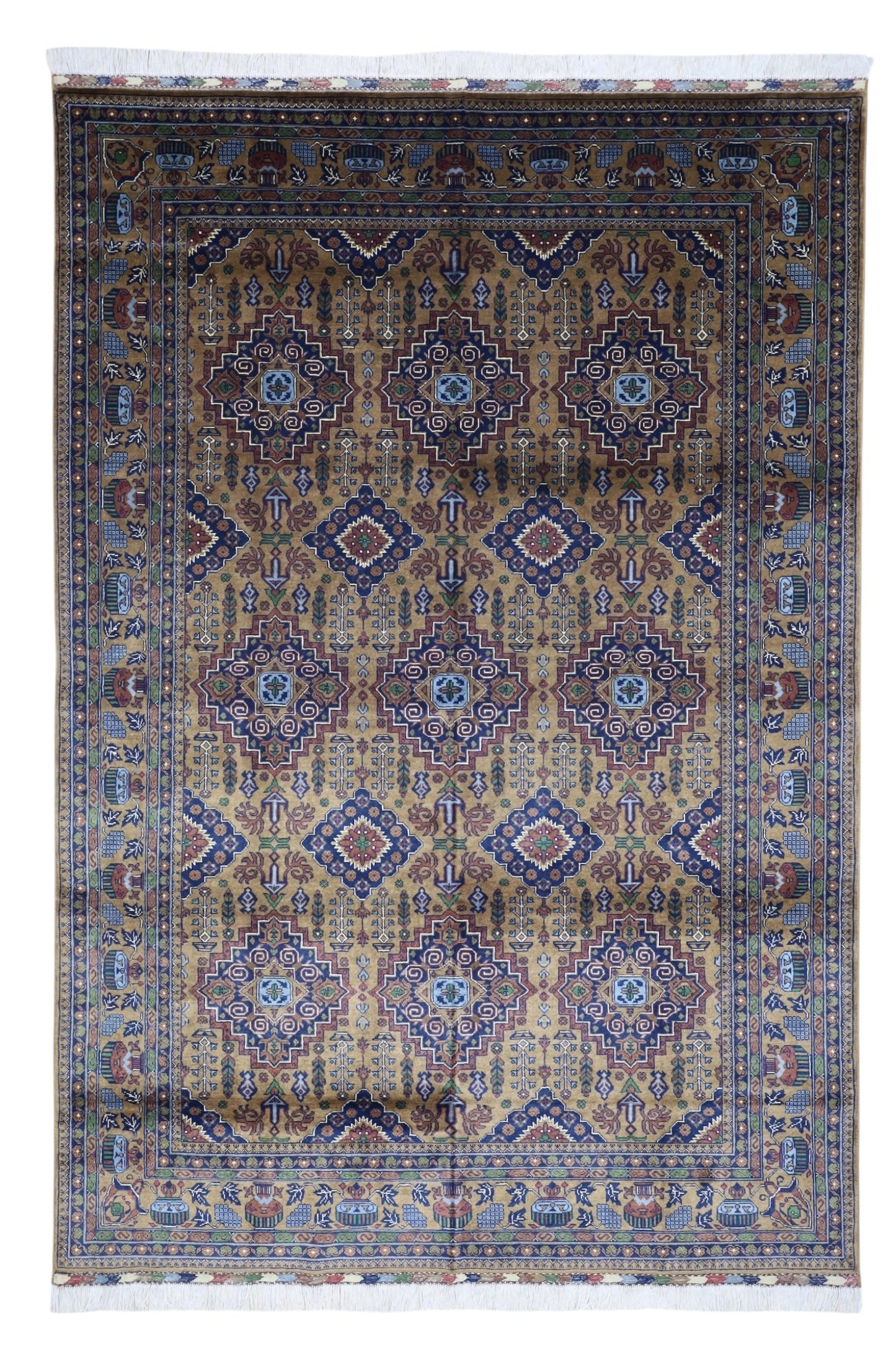 Hand-Knotted Zerkhaki Afghan Wool Area Rug – 6'7" x 9'7" | Rich Brown Tones, Durable Craftsmanship