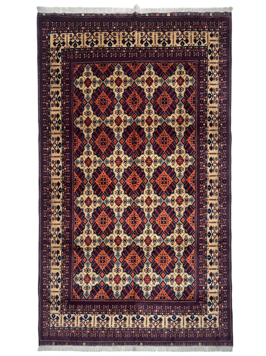 Hand-Knotted Afghani Yusufi Wool Rug – 6’7″  x  10’0″