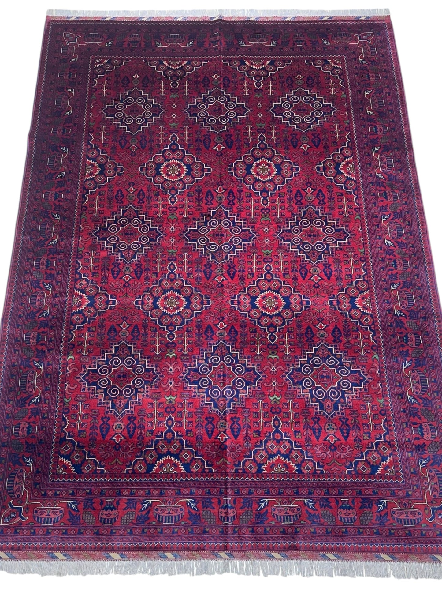 Hand-Knotted Afghani Zerkhaki Wool Rug – 6’7″  x  9’8″