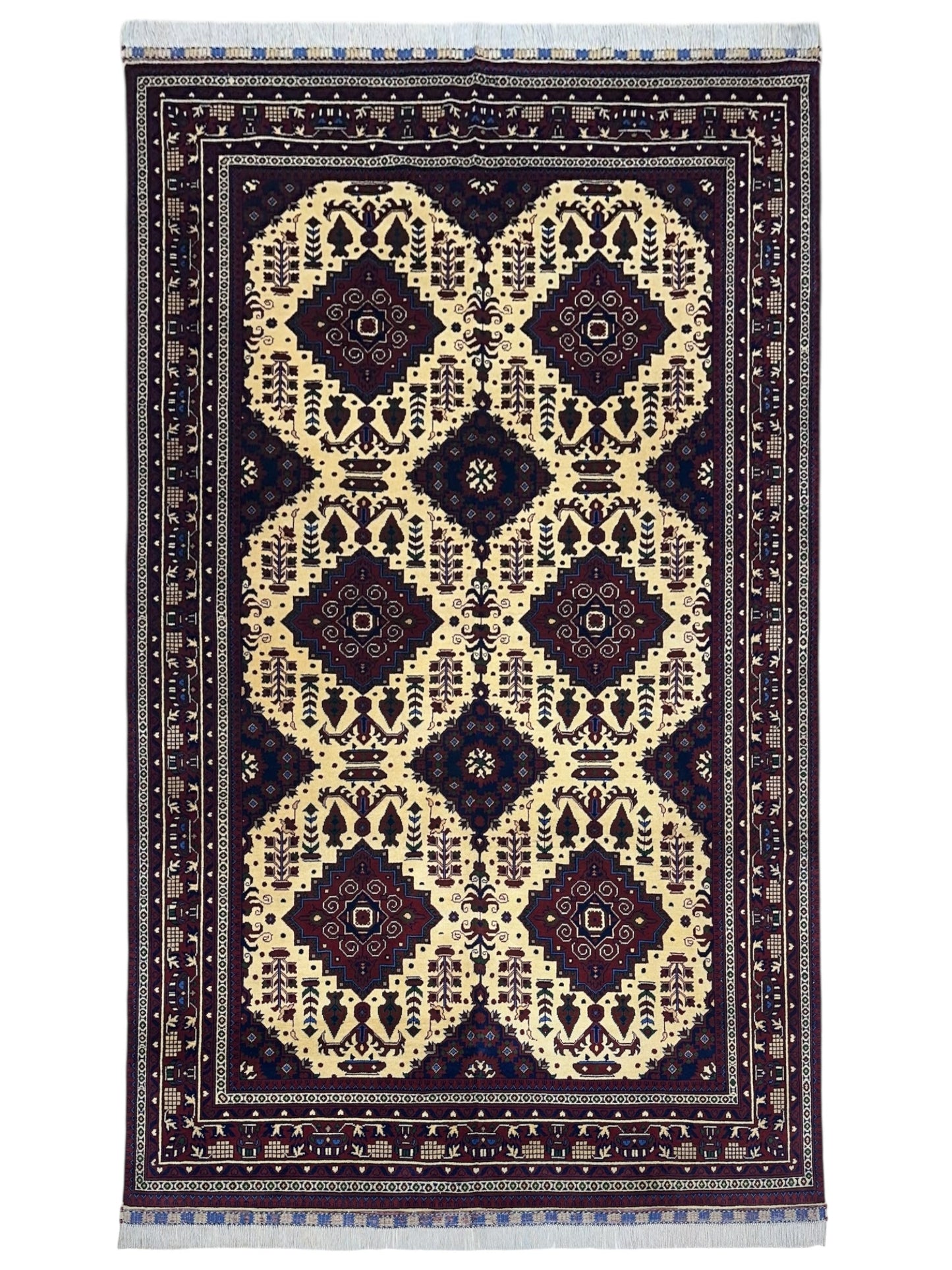 Hand-Knotted Afghani Zerkhaki Wool Rug – 6’6″  x  9’8″