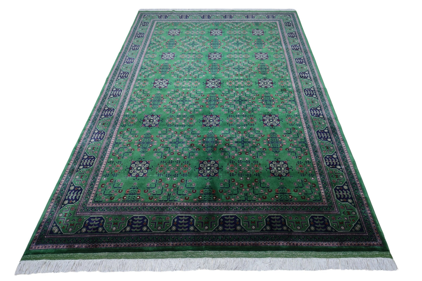 Hand-Knotted Afghani Bukharayi Wool Rug – 6’7″  x  9’9″