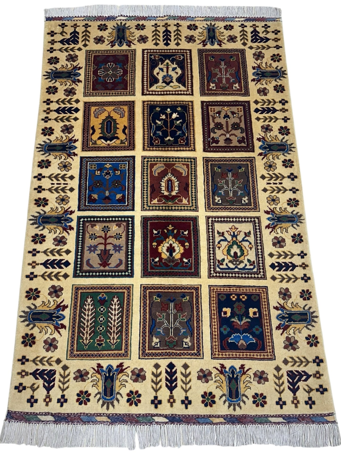 Hand-Knotted Afghani Bakhteiari Wool Rug – 3’5″  x  5’1″
