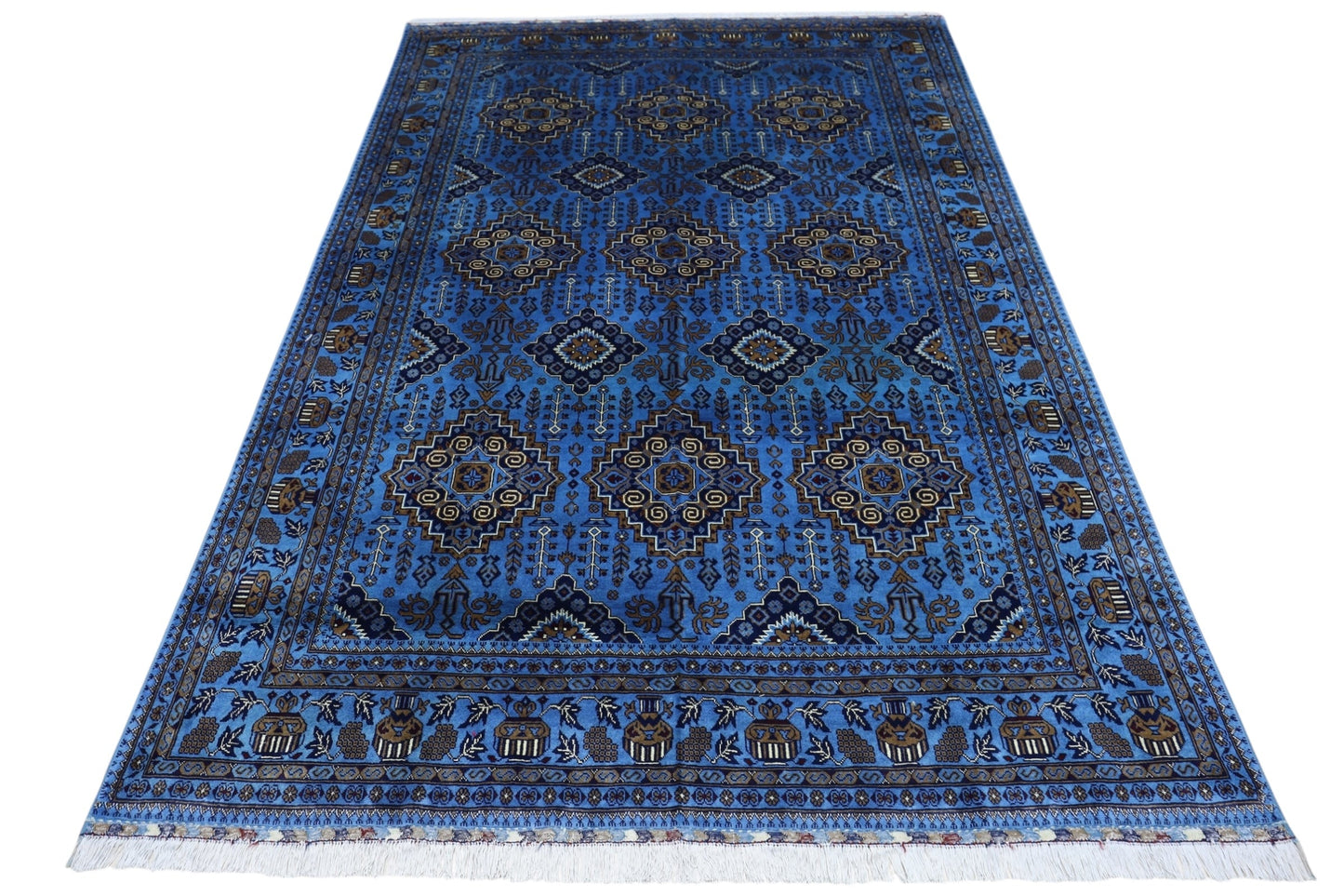 Hand-Knotted Afghani Zerkhaki Wool Rug – 6’7″  x  9’3″